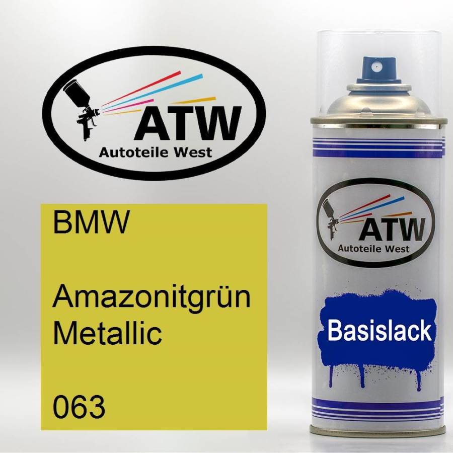 BMW, Amazonitgrün Metallic, 063: 400ml Sprühdose, von ATW Autoteile West.